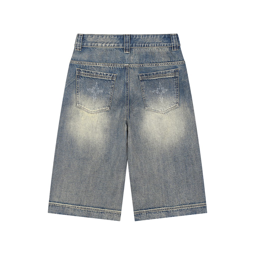 Baggy Denim Shorts w/ Logo