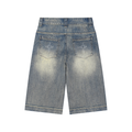Baggy Denim Shorts w/ Logo