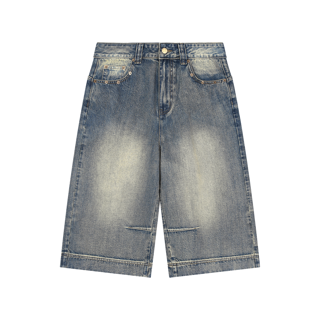 Baggy Denim Shorts w/ Logo