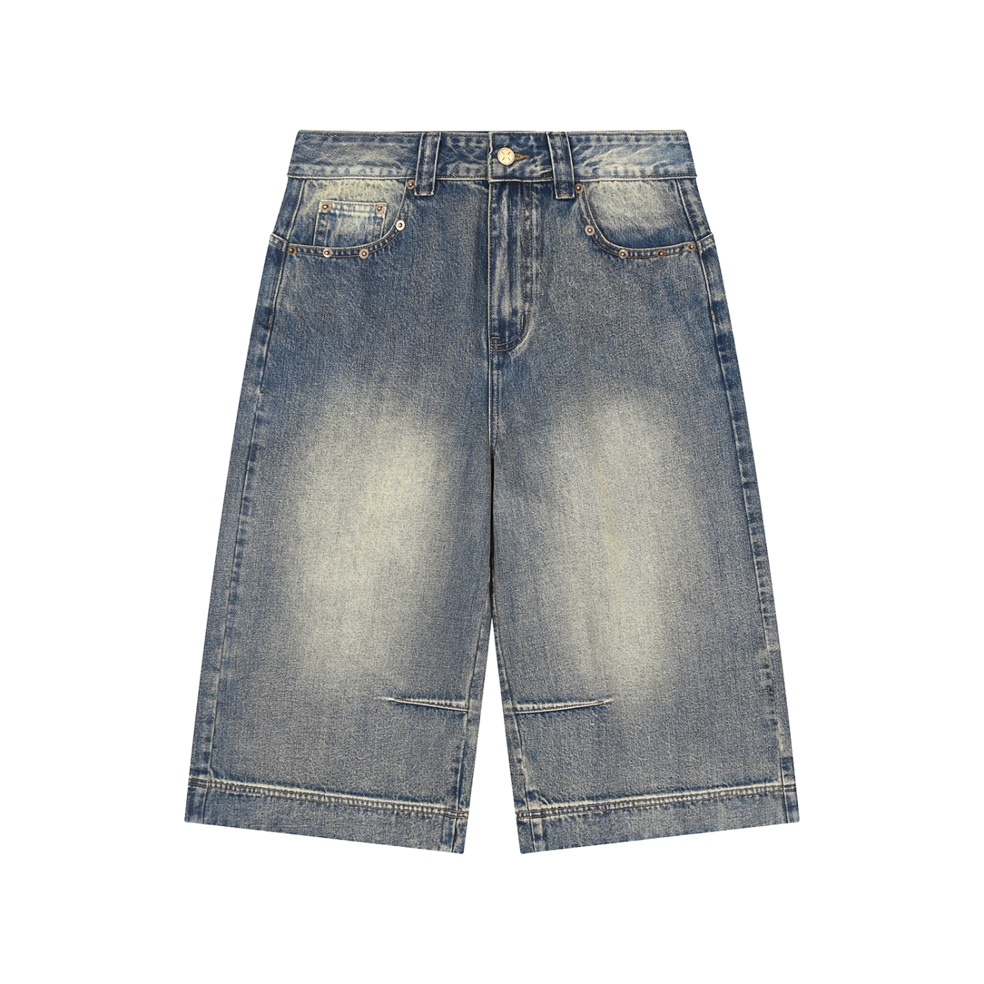 Baggy Denim Shorts w/ Logo
