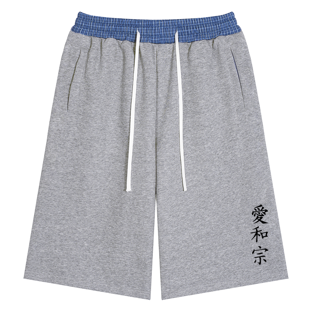 Peace, Love, and Tranquility Shorts w/ Plaid Waistband